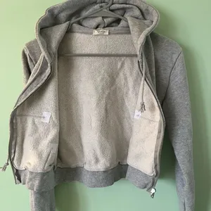 Brandy Melville Gray Cropped Crystal Zip-Up Hoodie thumbnail 4