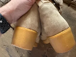 Vintage Hush Puppies tan women's winter boots suede crepe sherpa-lined size 8 thumbnail 5