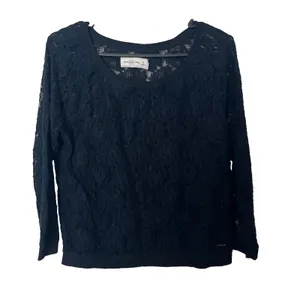 Abercrombie And Fitch Women's Navy Blue Floral Lace Top Shirt Size M thumbnail 2