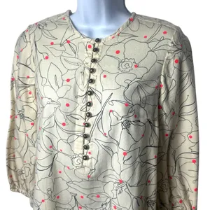 Anthropologie Maeve Bethesda Lily Flannel Button Blouse Cottagecore Whimsical‎ S thumbnail 3