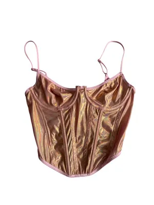 OUT FROM UNDER Pink Holographic Corset Tank Top Size Small thumbnail 6