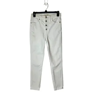 Madewell Jeans Women 27 White Denim Button Fly 10 Inch High Rise‎ Skinny Crop thumbnail 2
