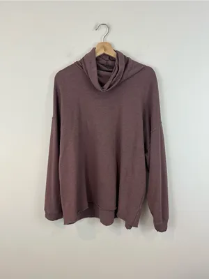 Aerie Oversized Cozy Mauve Cowl Neck Sweatshirt Lightweight Size Small thumbnail 2