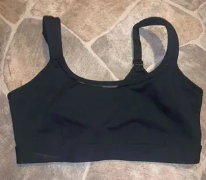 Fabletics L Athleisure black cutaway high impact sports bra thumbnail 1