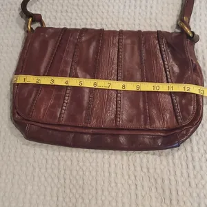 Vintage Burgundy Brown Textured Leather HOBO Brand Shoulder Bag (#19) thumbnail 7