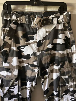 Streetwear Society Camo Print Cargo Jogger Pants w/Belt Sz M Fall Y2K 2000’s thumbnail 4
