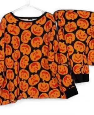 Halloween unsex lounge wear Size 2XL. Hide and Eek - Pumpkin Print thumbnail 1