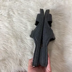 Solid Black Textured Slip On Sandals Size 5 thumbnail 5