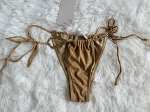 Musera Bikini Bottom Size XS Tan Tie Side Gold Hardware thumbnail 1
