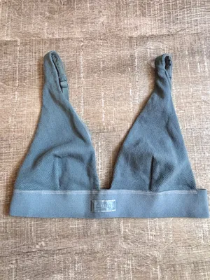 SKIMS Cotton Rib Plunge Bralette Blue Size Medium Light Support Lounge Bra M⁠ thumbnail 6