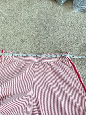 LAKE Women’s 100% Pima Cotton Classic Red Ticking Stripe Pajamas Set M thumbnail 15