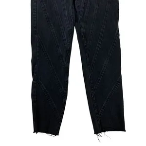 Nasty Gal Black High Rise Mom Jeans Raw‎ Hem Contrast Stitching 6 thumbnail 3