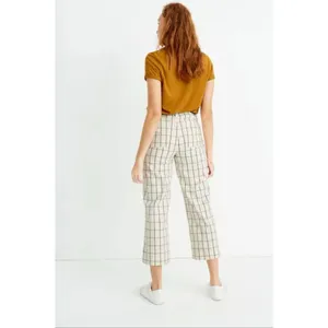 Madewell Slim Emmit Wide Leg Crap Pants Beige Black Striped 28 thumbnail 3