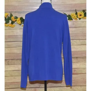 Designers Original Luxe 360 Ladies Blue Mock Neck Sweater Size XL Shoulder Zip thumbnail 6