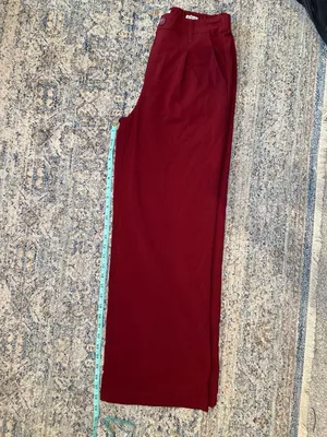 rue craft Tailored Trouser Burgundy Red High Waisted Wide Leg Pants Women's Size thumbnail 4