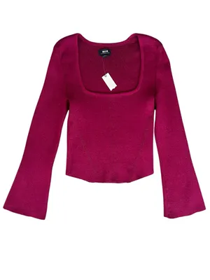 Maeve by Anthropologie‎ NWT Square Neck Bell Sleeve Sweater Raspberry Sparkle M thumbnail 10