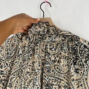 OPT Boho‎ Paisley Print Long Sleeve Tiered Midi Dress Peasant Prairie Ruffle M thumbnail 11