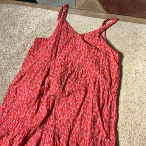 Joie Pink‎ Red Abstract Leopard Print Cotton Tiered Midi Dress Womens Large thumbnail 5