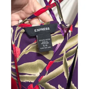 Vintage Express‎ Tropical Floral Wrap Mini Dress Y2K Resort Summer Hibiscus 5/6 thumbnail 5