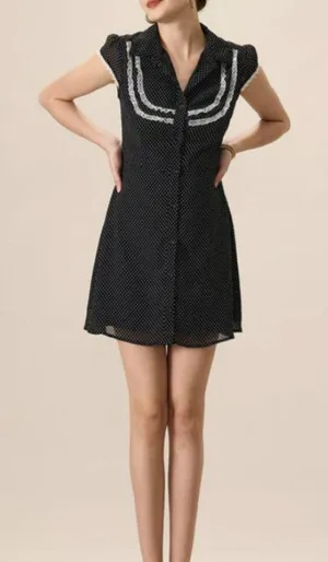RIHOAS Women's Black Collared Polka Dot Mini Dress 3 thumbnail 2