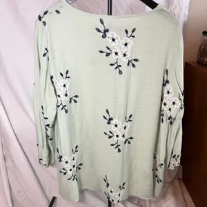 Kindred Anthropologie womens green tunic length floral top . Sz 2X. boho peasant thumbnail 4