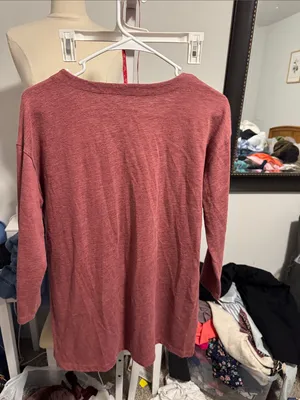 LOFT Lace-Up Long Sleeve Top in Dusty Rose thumbnail 4