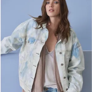 FREE PEOPLE Tie Dye Denim Jean Jacket Coat thumbnail 1