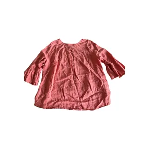 Bryn Walker Fran Top Medium Coral Linen Ruffle Bell Sleeve Top Boho Lagenlook thumbnail 3
