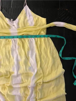 Moth by Anthropologie Yellow & White Spaghetti Strap Sundress Size L thumbnail 5