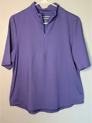 Tommy Bahama IslandZone Women's Purple Half-Zip Polo Shirt Size L thumbnail 1
