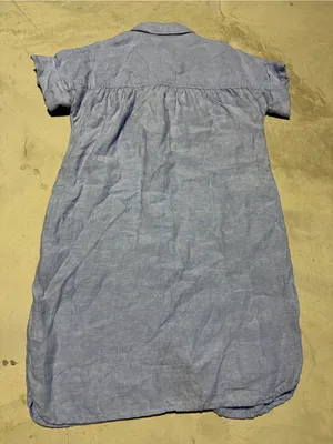 J. Crew Baird Mcnutt Irish Linen Blue Short-Sleeve Button-Front Shirt Dress XS thumbnail 6