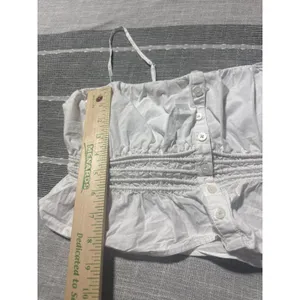 Madewell white‎ Smocked Button Front Crop Top Camisole Spaghetti Strap medium thumbnail 2