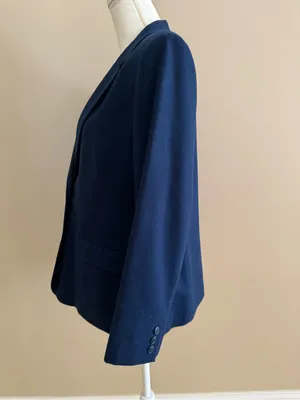 VTG Pendleton 100% Virgin Wool Women’s Navy Blue Blazer Sz 14 thumbnail 3
