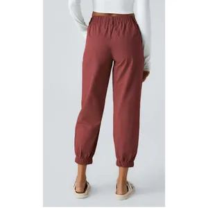 Halara Mid Rise Casual Jogger Pants with Pockets Russet Brown Red Maroon XL thumbnail 2