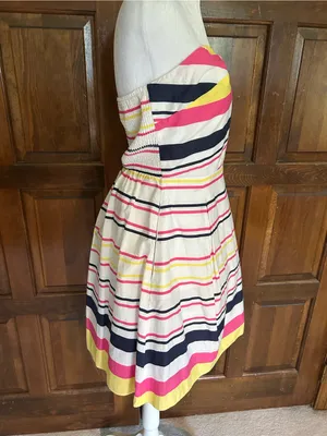 Lilly Pulitzer Lottie Strapless Dress Size 10 Yellow Pink Colorblock Style 27063 thumbnail 3