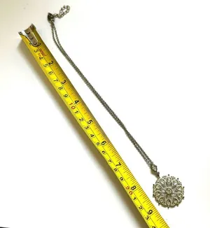 Circle rhinestone silver tone pendant necklace thumbnail 4