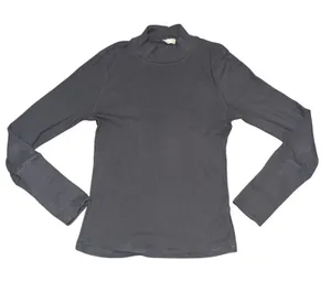 Free People Mock Neck Top Womens Medium Grey Excellent Ribbed Long Sleeve thumbnail 1