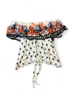 Altar'd State Off Shoulder Floral Boho Tie Front Top Medium thumbnail 2