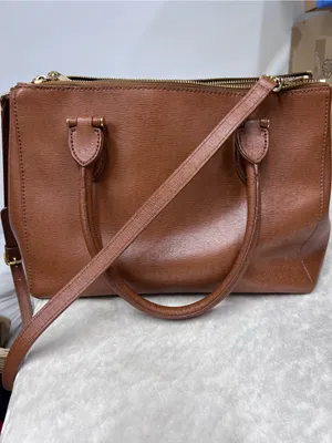 Lauren Ralph Lauren Brown Leather Satchel Bag purse adjustable strap thumbnail 10