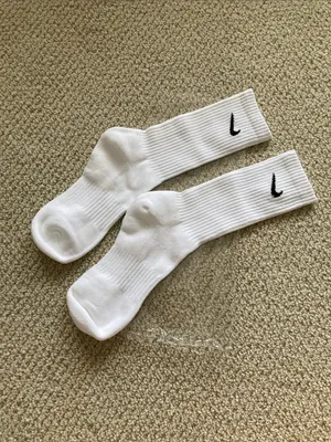 Nike White Crew Athletic Socks with Black Swoosh thumbnail 2