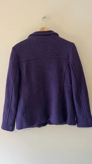 Lands' End Purple Wool Blend Zip Jacket Coat Petite 6P Plum Winter Fall thumbnail 3