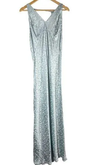 Topshop Heart Jacquard Satin Slip Maxi Dress Blue Size 14 thumbnail 1
