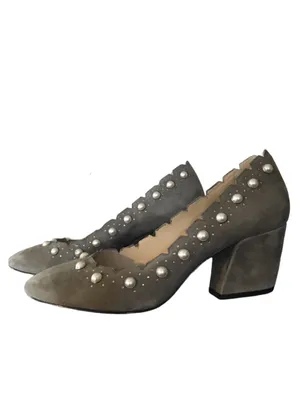 Botkier "Holly" Gray Suede Heels With Faux Pearl Beads (7.5) thumbnail 5