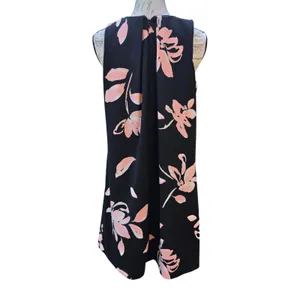 Lauren Ralph Lauren‎ Black Pink Floral Pleated Back Sleeveless Shift Dress 6 thumbnail 4