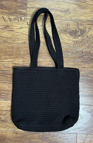 The SAK Purse Original Crocheted Black Boho Purse Tote Handbag Shoulder Bag thumbnail 1
