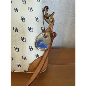 Vintage Dooney Bourke Signature Monogram Y2K 2000 White & Blue Satchel GUC thumbnail 3