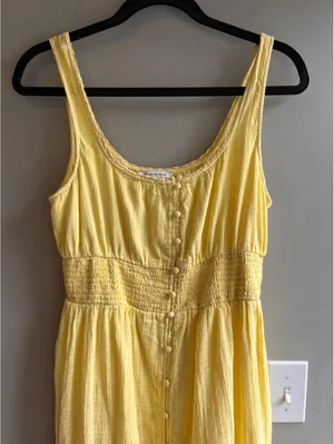 American Eagle Yellow Tiered Smocked Dress Size Medium thumbnail 3