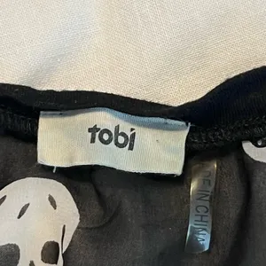 Tobi Skull Print Hi Low Long Duster Top Size Medium Thin Fabric Black White Goth thumbnail 8