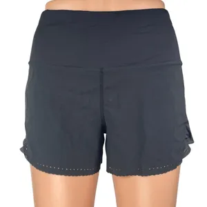 Lululemon Womens Black Eyelet Scalloped Pull On Activewear Running Shorts Size 2 thumbnail 1