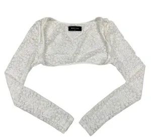 White Fox Boutique - "Work This Out" Lace Bolero Top Set in White thumbnail 3